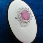 انگشتر نقره زنانه طرح آنیا با سنگ یاقوت سرخ الماس تراش