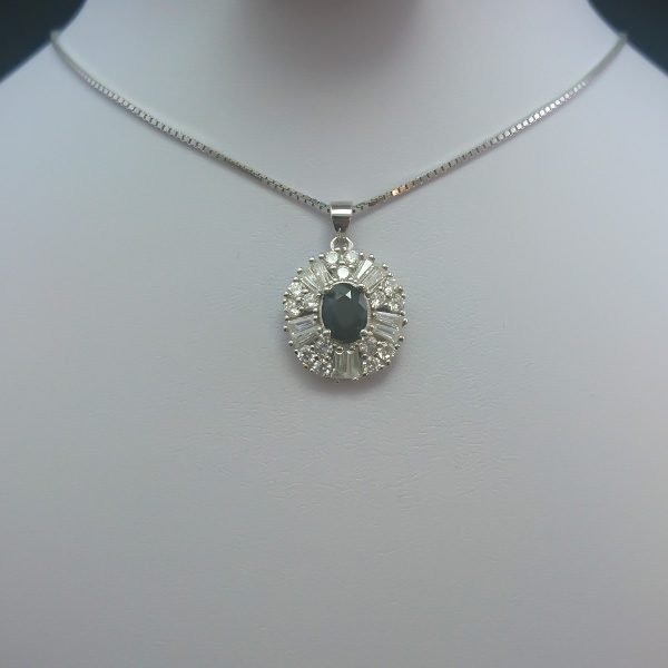 گردنبند نقره زنانه طرح مطهره با سنگ یاقوت کبود الماس تراش - Image 5