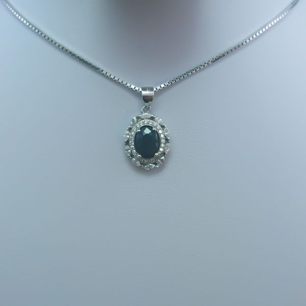 گردنبند نقره زنانه طرح آویسا با سنگ یاقوت کبود الماس تراش - Image 4