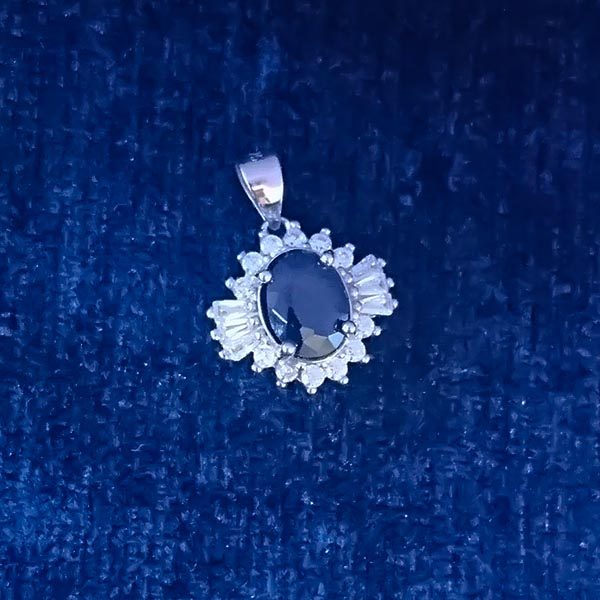 گردنبند یاقوت کبود زنانه نقره مجلسی