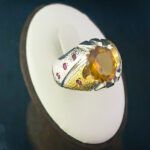 انگشتر نقره مردانه فاخر دست ساز طرح منصور ۳ با سنگ الکساندریت