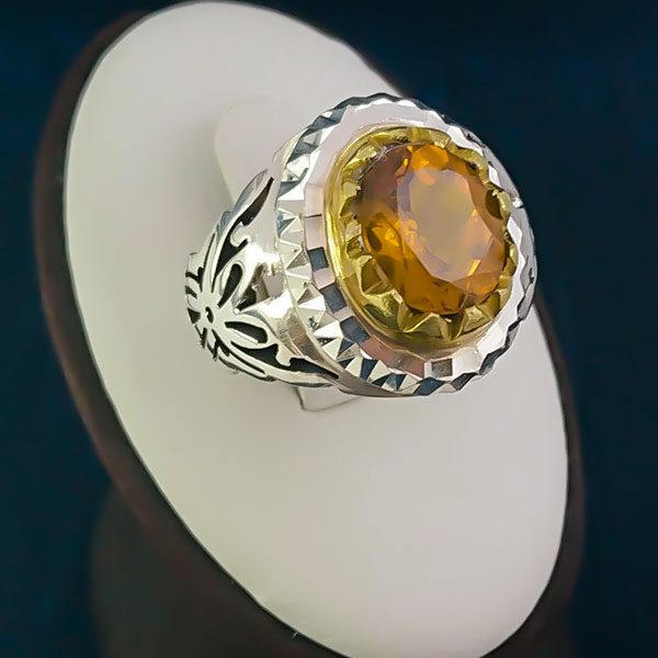 انگشتر نقره مردانه فاخر دست ساز طرح رامتین با سنگ الکساندریت - Image 8