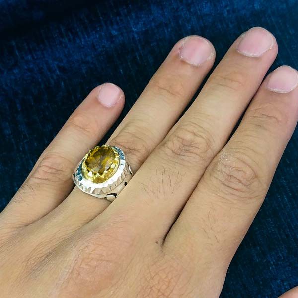 انگشتر نقره مردانه فاخر دست ساز طرح رامتین با سنگ الکساندریت - Image 2