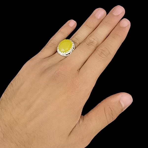 انگشتر نقره مردانه طرح کف العباس با سنگ شرف الشمس + حکاکی - Image 2