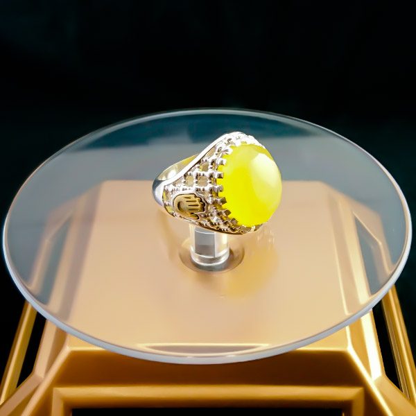 انگشتر نقره مردانه طرح کف العباس با سنگ شرف الشمس + حکاکی - Image 3