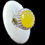 انگشتر نقره مردانه طرح کف العباس با سنگ شرف الشمس + حکاکی