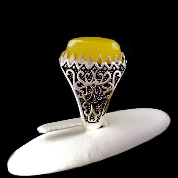 انگشتر نقره مردانه طرح آروین با سنگ شرف الشمس + حکاکی - Image 3