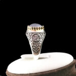 انگشتر نقره مردانه طرح یا حسین با سنگ حدید صینی+حکاکی - Image 3