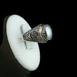 انگشتر نقره مردانه طرح یا حسین با سنگ حدید صینی+حکاکی