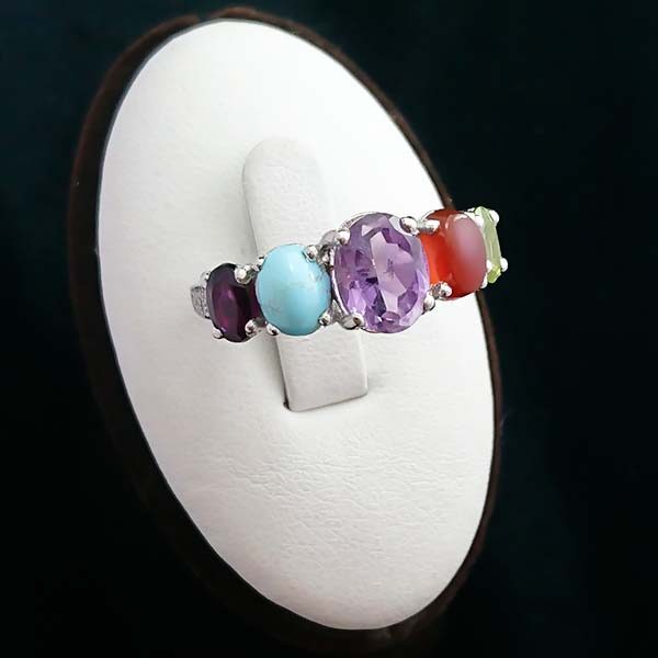 ۱۰-۱-۰۰۲ several-stones-ring (5) انگشتر چند سنگ زنانه نقره