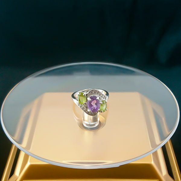 انگشتر نقره زنانه فاخر طرح سونیا با سنگ های معدنی اصل - Image 2