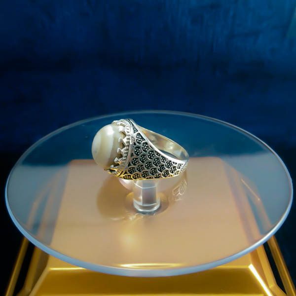 انگشتر نقره مردانه طرح سجاد با سنگ عقیق سلیمانی (باباقوری) - Image 3