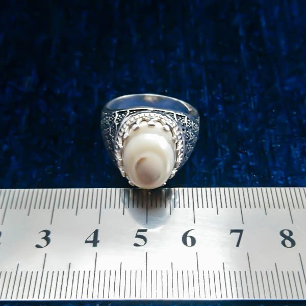 انگشتر نقره مردانه طرح سجاد با سنگ عقیق سلیمانی (باباقوری) - Image 4