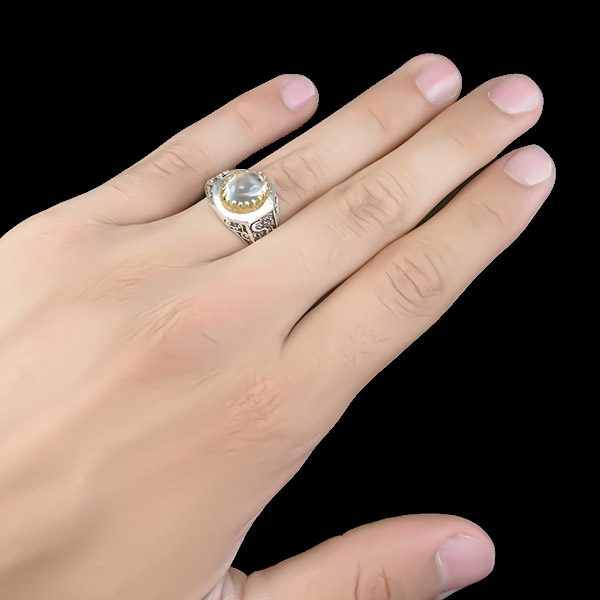 انگشتر نقره مردانه طرح حیدر امیرالمومنین با سنگ در نجف اصلی - Image 3