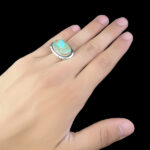 انگشتر زنانه و مردانه نقره طرح آروین با سنگ فیروزه نیشابوری - Image 2