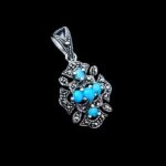 گردنبند نقره زنانه طرح بارلی با سنگ فیروزه نیشابوری