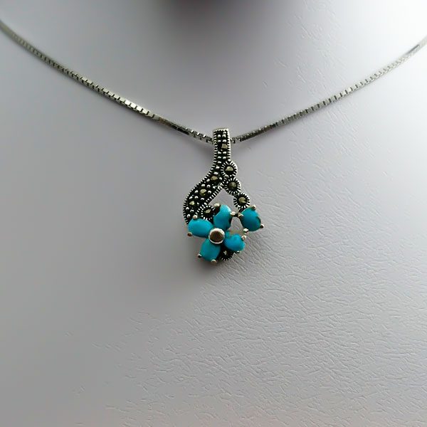 گردنبند فیروزه زنانه نقره