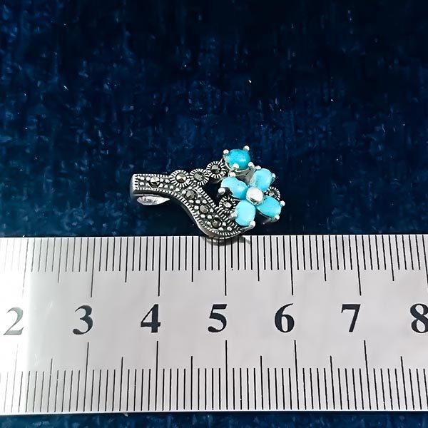 گردنبند نقره زنانه طرح بینتا با سنگ فیروزه نیشابوری - Image 2