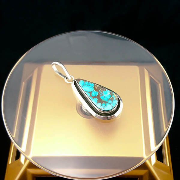 گردنبند دست ساز نقره زنانه طرح تاتیانا با سنگ فیروزه نیشابوری - Image 2