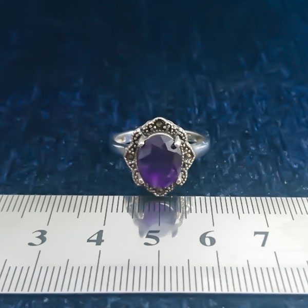 انگشتر نقره زنانه طرح احلام با سنگ آمیتیست - Image 2