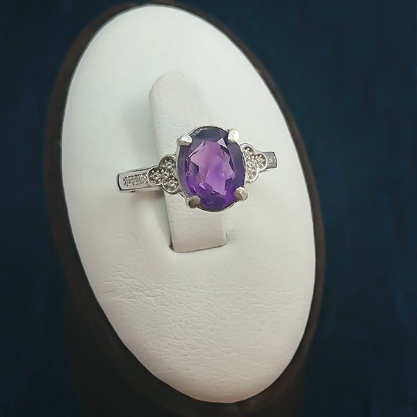 انگشتر آمیتیست زنانه نقره ساده