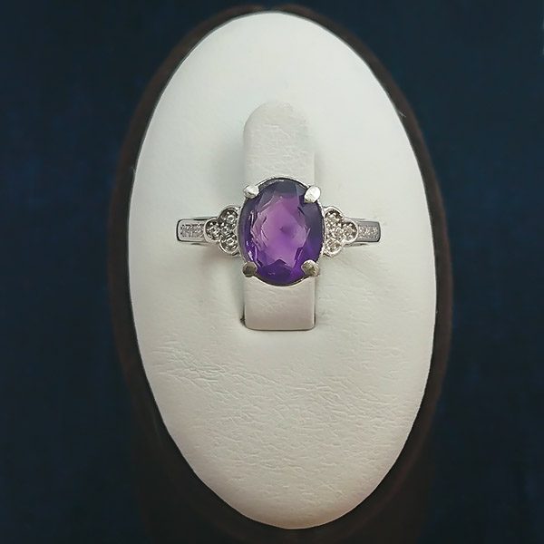 انگشتر نقره زنانه طرح ژیلا با سنگ آمیتیست - Image 2