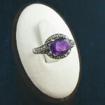 انگشتر نقره زنانه طرح آترین با سنگ آمیتیست