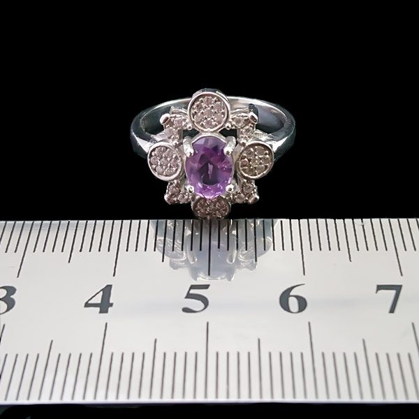 انگشتر نقره زنانه طرح پادینا با سنگ آمیتیست - Image 4