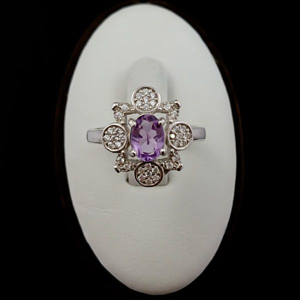 انگشتر نقره زنانه طرح پادینا با سنگ آمیتیست - Image 2