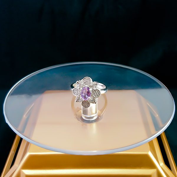 انگشتر نقره زنانه طرح پادینا با سنگ آمیتیست - Image 3