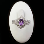 انگشتر نقره زنانه طرح پامچال با سنگ آمیتیست - Image 4