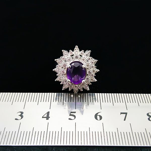 انگشتر آمیتیست نقره زنانه طرح حنیظه‌‌‌ - Image 3