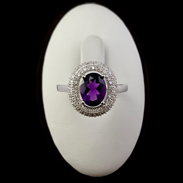 انگشتر نقره زنانه طرح پرمون با سنگ آمیتیست - Image 4