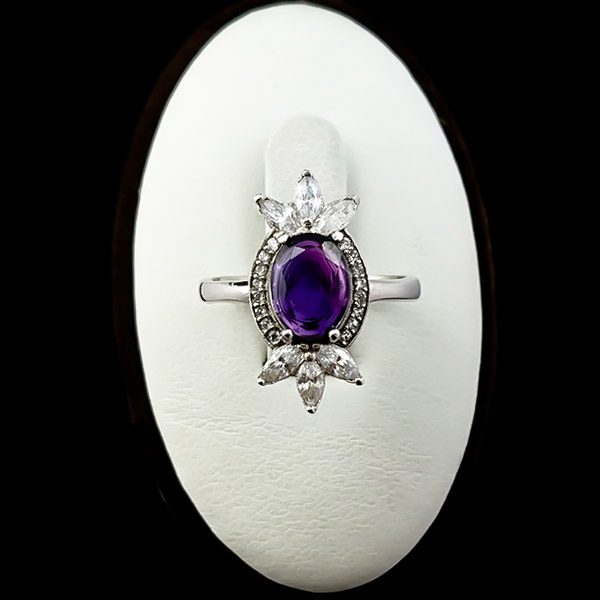 انگشتر نقره زنانه طرح پروا با سنگ آمیتیست - Image 3