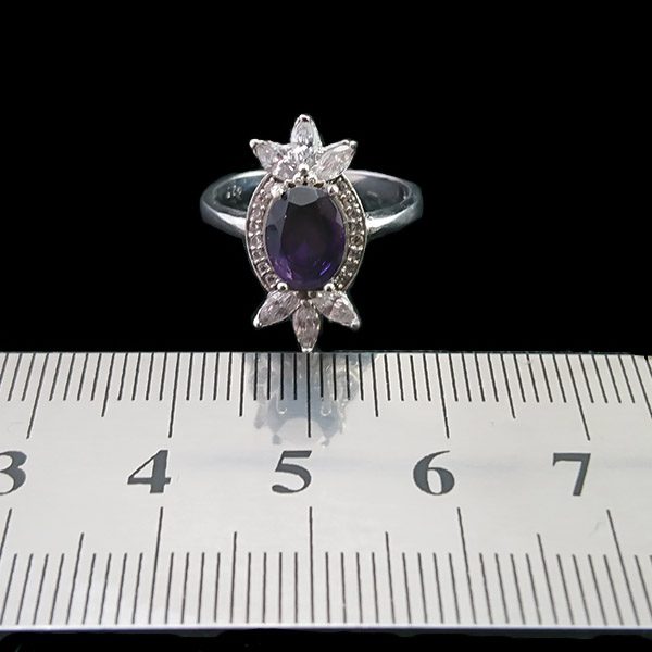 انگشتر نقره زنانه طرح پروا با سنگ آمیتیست - Image 2