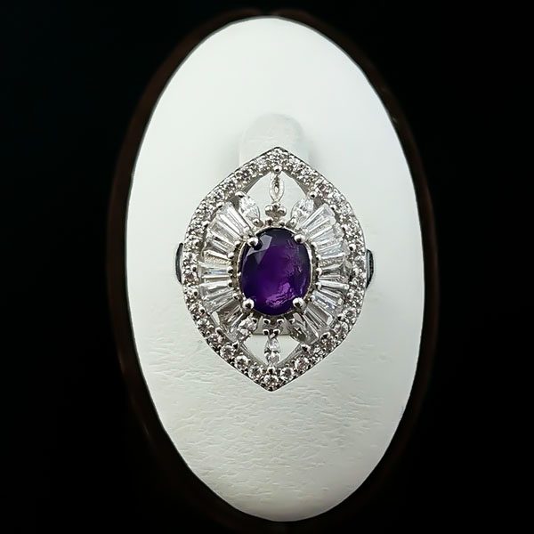 انگشتر نقره زنانه طرح سلطنتی پریسان با سنگ آمیتیست - Image 3