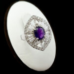 انگشتر نقره زنانه طرح سلطنتی پریسان با سنگ آمیتیست