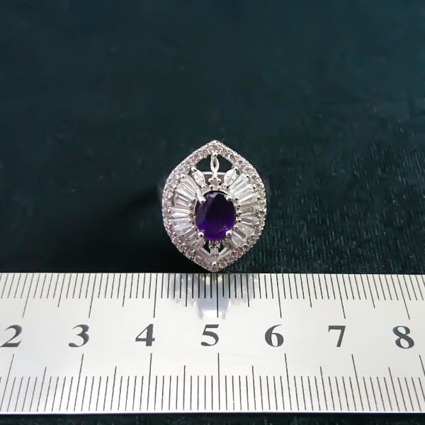 انگشتر نقره زنانه طرح سلطنتی پریسان با سنگ آمیتیست - Image 2