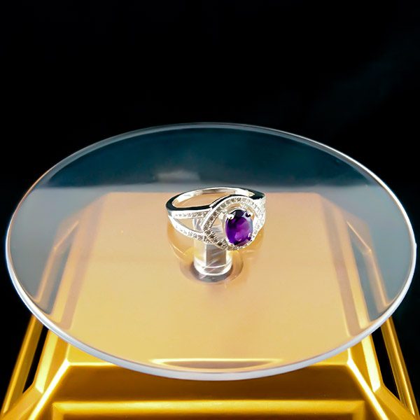 انگشتر نقره زنانه طرح پینار با سنگ آمیتیست اصلی - Image 2