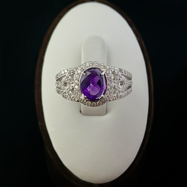 انگشتر نقره زنانه طرح پندار با سنگ آمیتیست اصلی - Image 2