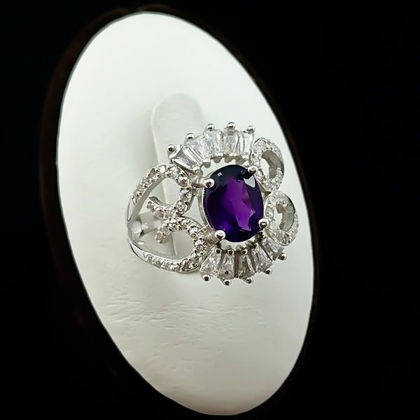 انگشتر آمیتیست زنانه نقره