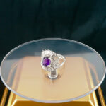 انگشتر نقره زنانه طرح تندیس با سنگ آمیتیست اصلی - Image 2