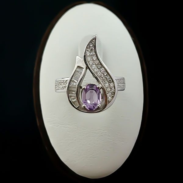 انگشتر نقره زنانه طرح تِلما با سنگ آمیتیست اصلی - Image 2