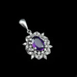 گردنبند نقره زنانه طرح آسنا با سنگ آمیتیست