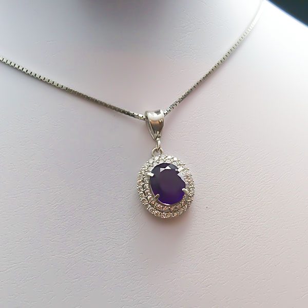 گردنبند نقره زنانه طرح امیرا با سنگ آمیتیست - Image 3