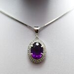 گردنبند نقره زنانه طرح امانه با سنگ آمیتیست اصل