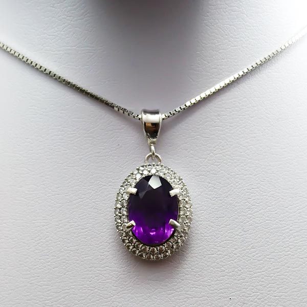 گردنبند آمیتیست زنانه نقره مجلسی