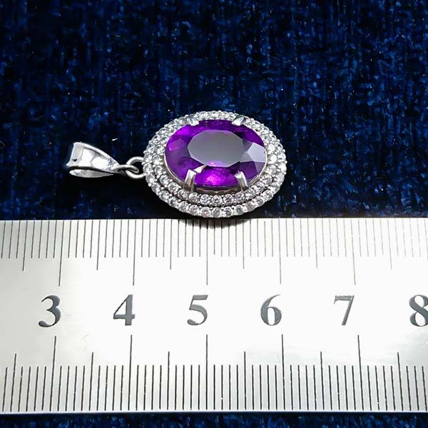 گردنبند نقره زنانه طرح امانه با سنگ آمیتیست اصل - Image 2