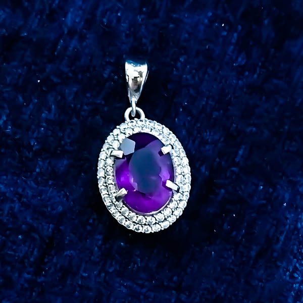 گردنبند نقره زنانه طرح امانه با سنگ آمیتیست اصل - Image 3