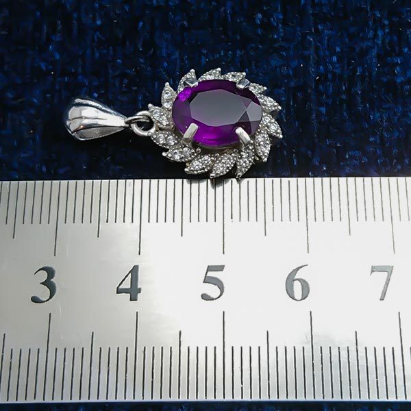 گردنبند نقره زنانه طرح ایرانا با سنگ آمیتیست اصل - Image 3